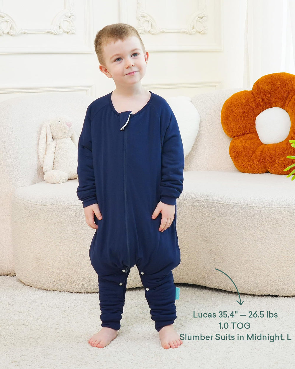 PurComfy Supersoft long-sleeve sleepsuit delivers breathable warmth for year-round comfort.