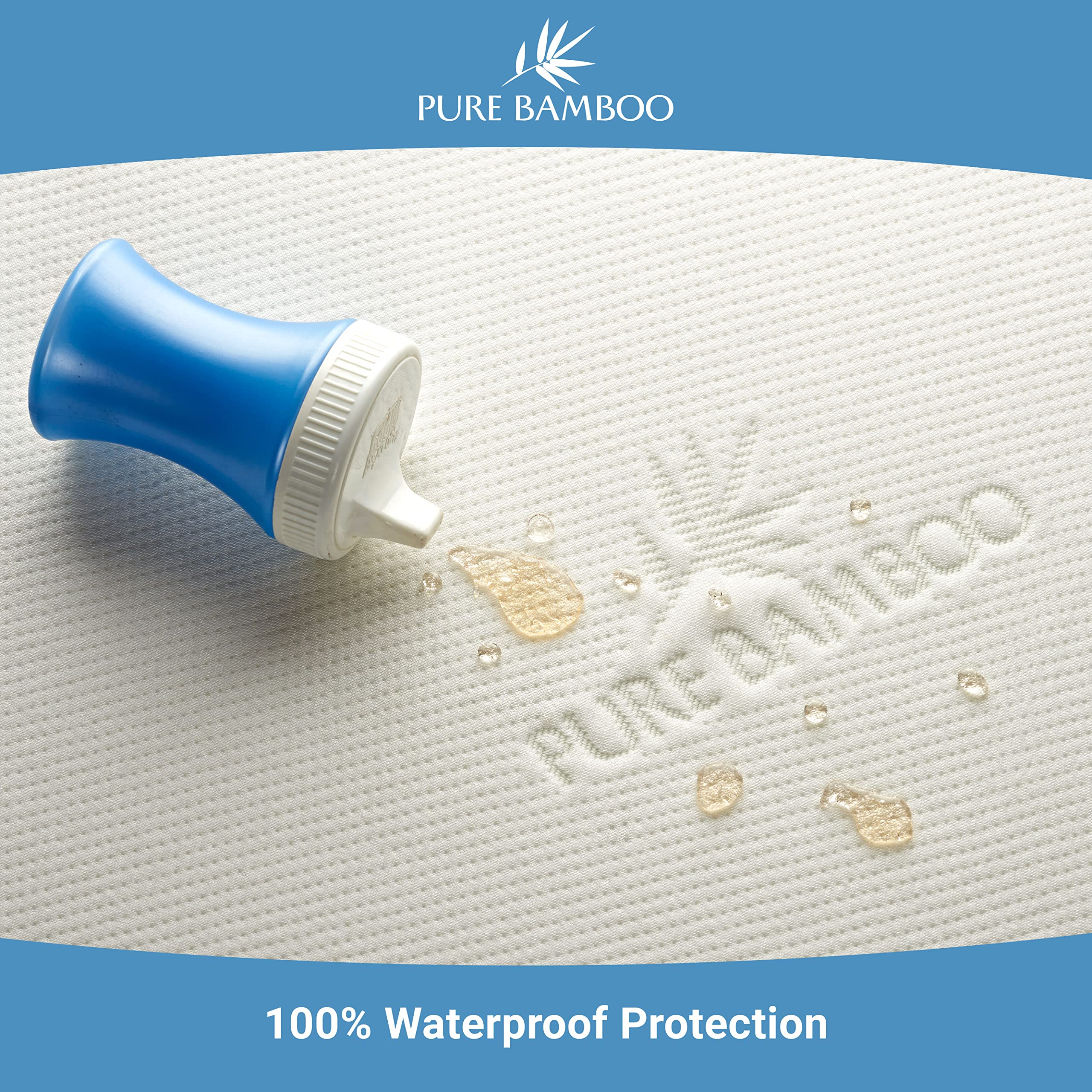 Pure Bamboo breathable fabric texture emphasizes temperature regulation and allergen reduction during naps.