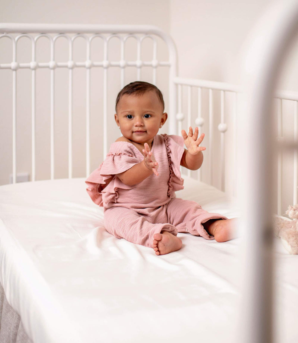 Pure Bamboo crib sheet certified OEKO-TEX Standard 100 ensures safe, substance-free bedding.