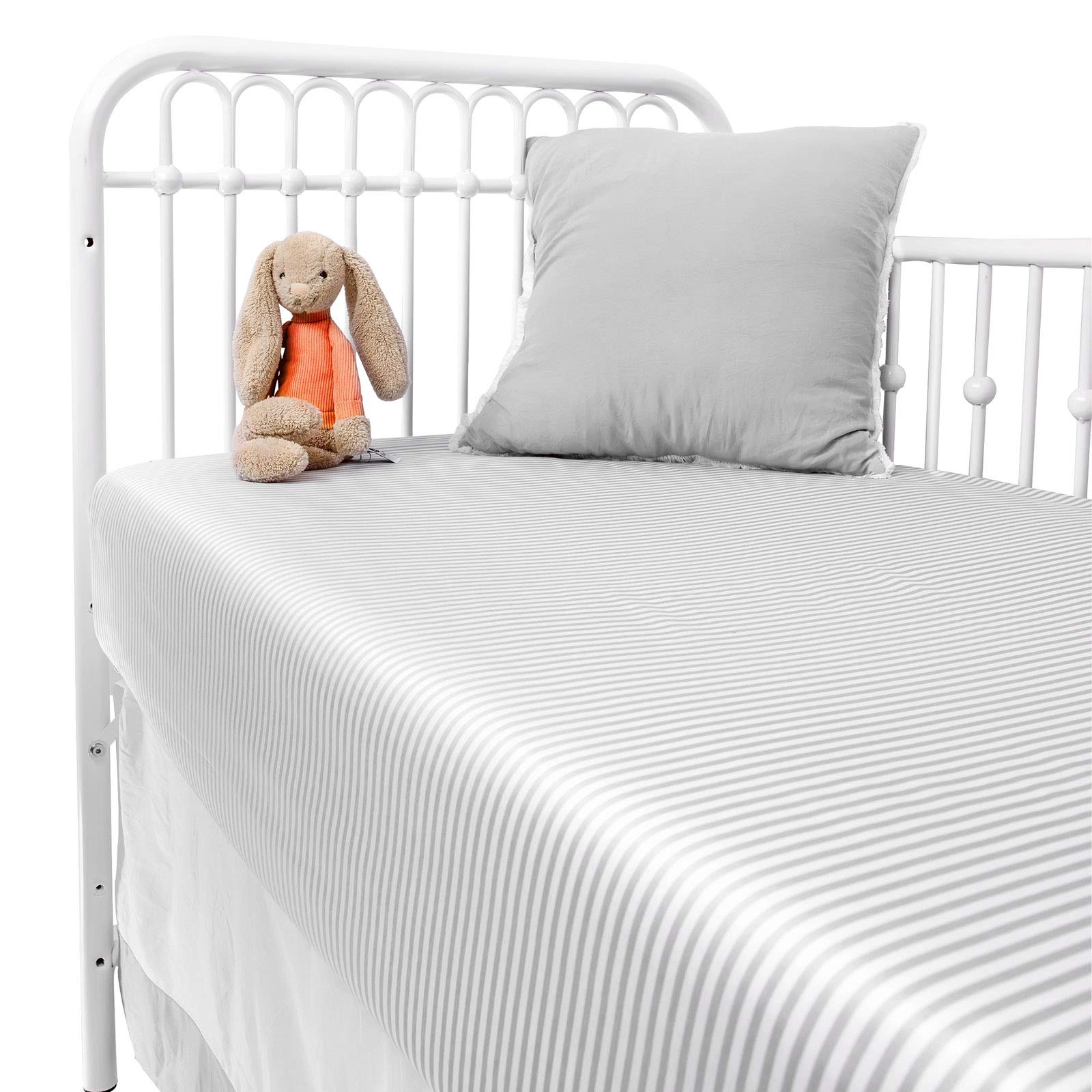 Pure Bamboo crib sheet closeup weave highlights silky texture and breathable comfort.