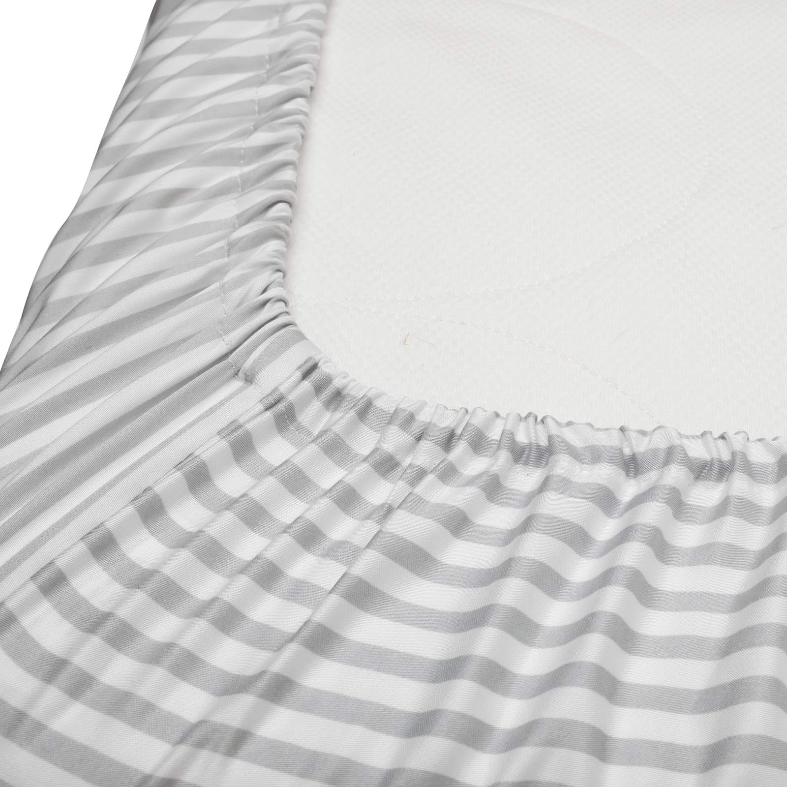 Pure Bamboo crib sheet elastic band ensures snug fit on standard crib mattresses.