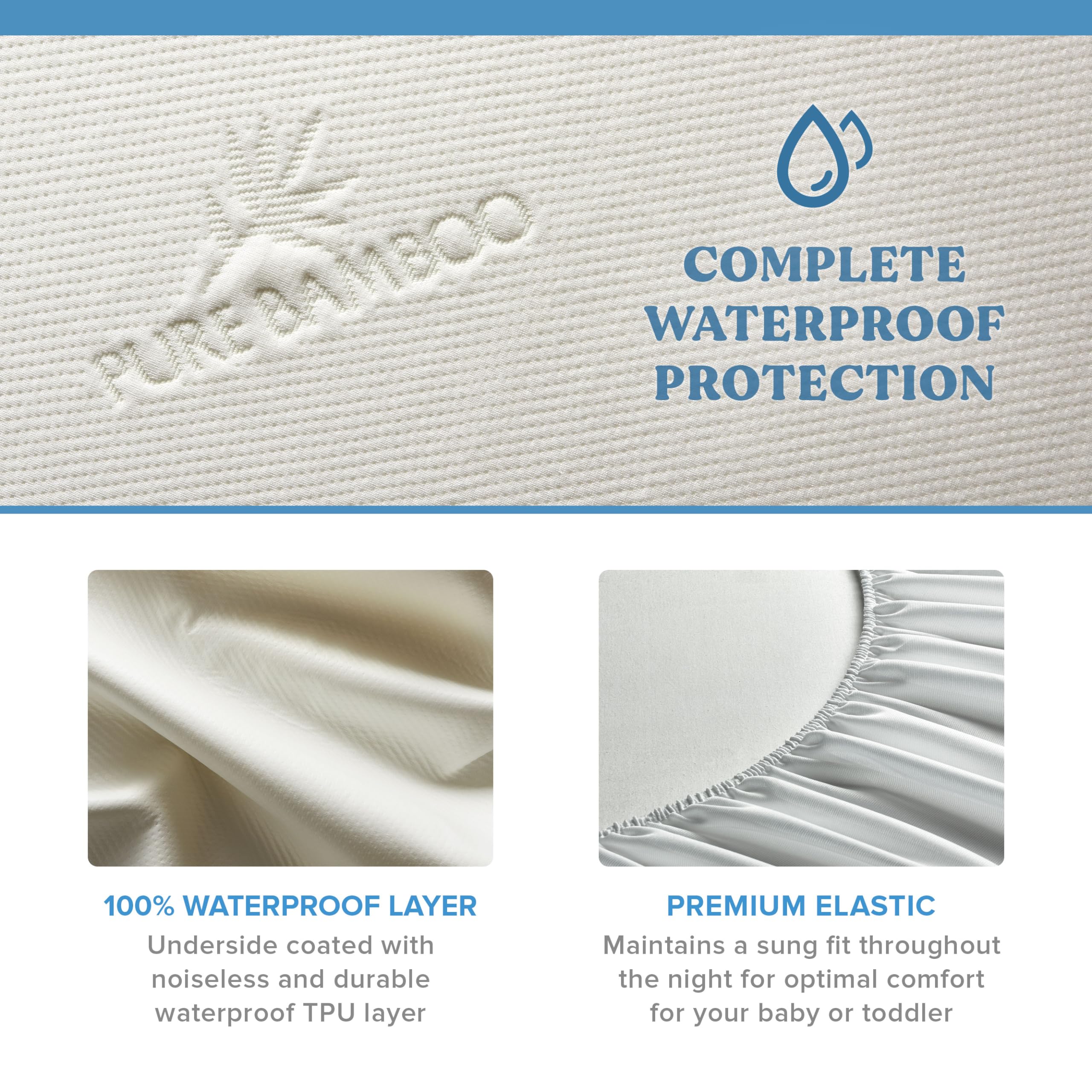 Pure Bamboo stain and spill protection promotes a dry, comfortable sleep space.