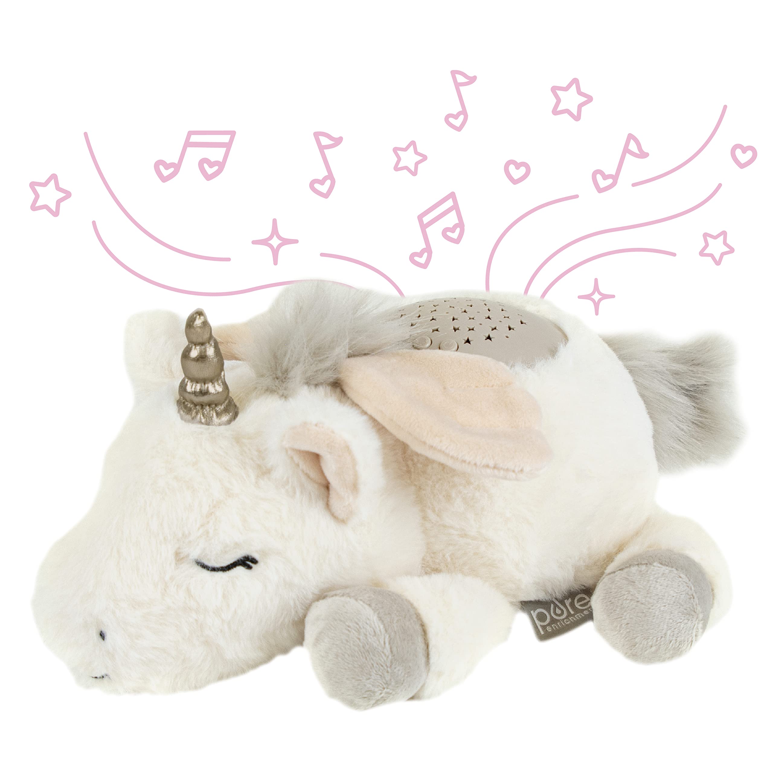 PureEnrichment PureBaby unicorn plush sleep aid calms baby bedtime.