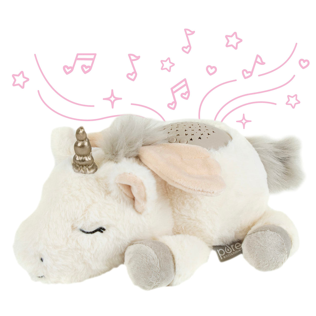 PureEnrichment PureBaby unicorn plush sleep aid calms baby bedtime.
