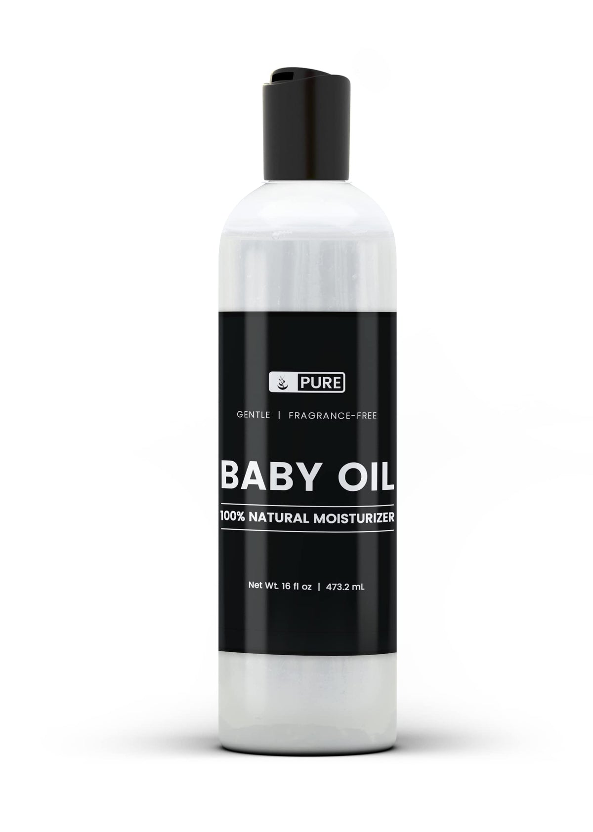 PURE ORIGINAL INGREDIENTS Baby Oil bottle showcases pure single ingredient moisture for delicate skin