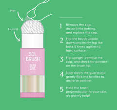 Pure Sol Sol Brush SPF50 application on face for smooth, even coverage