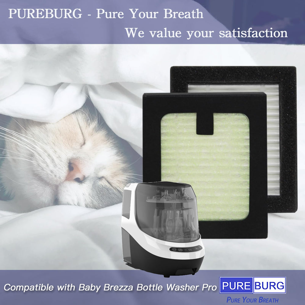 PUREBURG Baby Brezza filter pack back view shows six-pack value for easy swaps