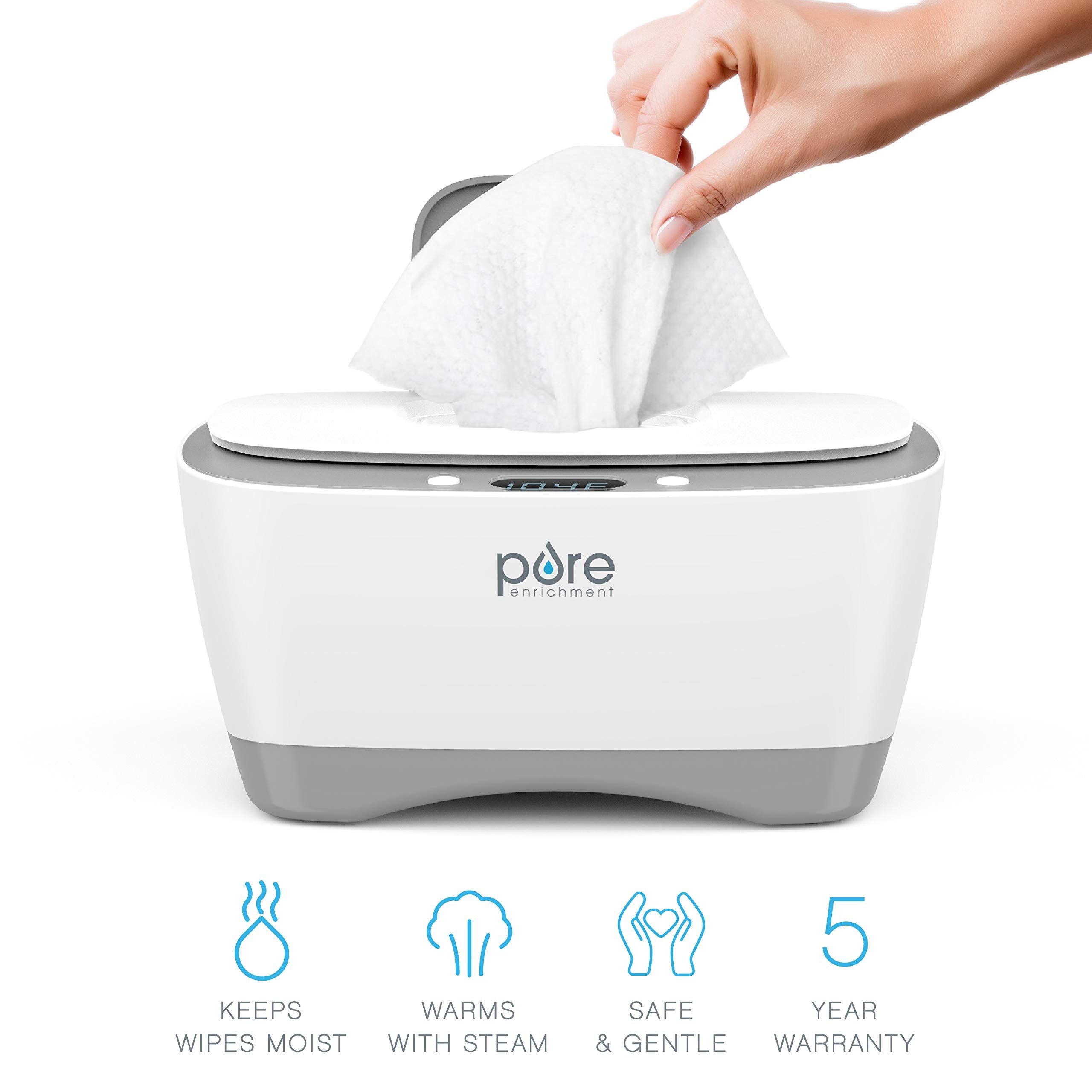 Pure Enrichment PureBaby wipe warmer holds 80 wipes for busy feeding times