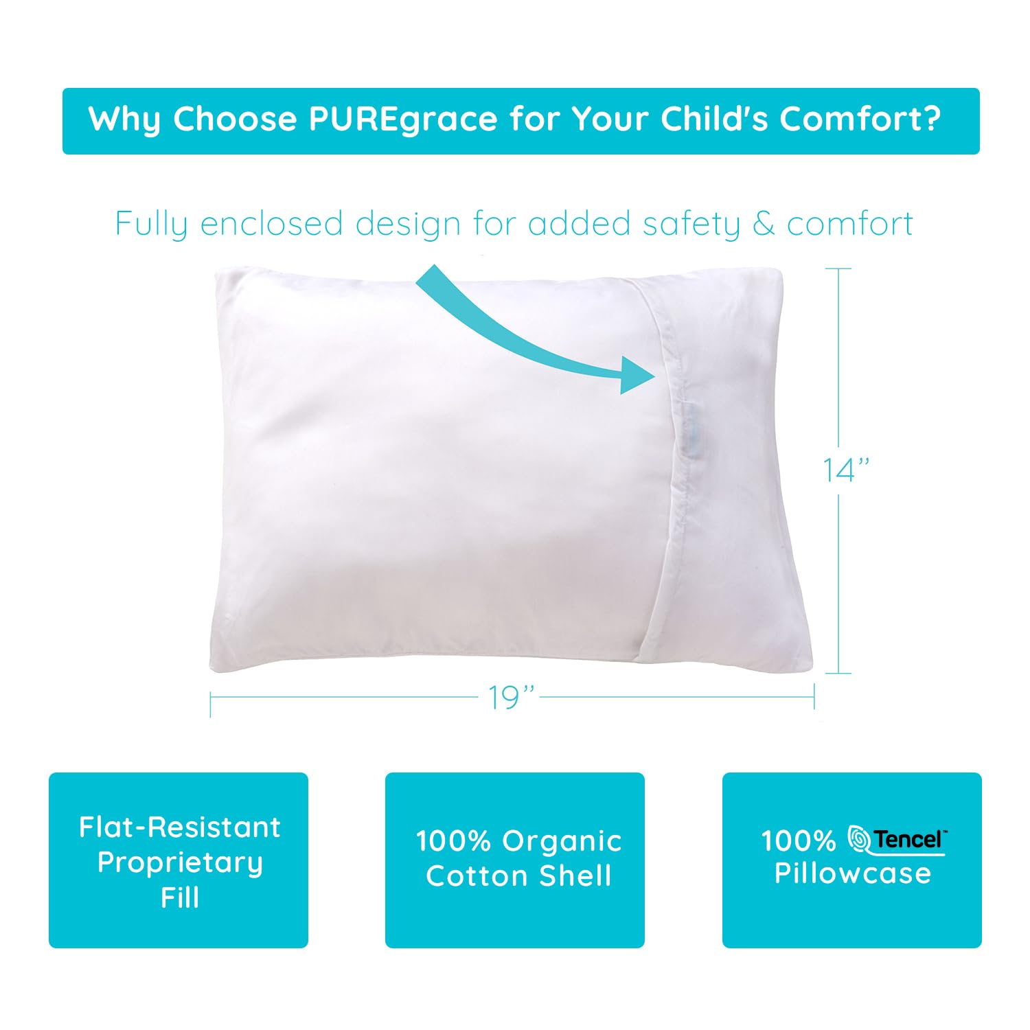 Puregrace pillow highlight double-stitched seams for durability