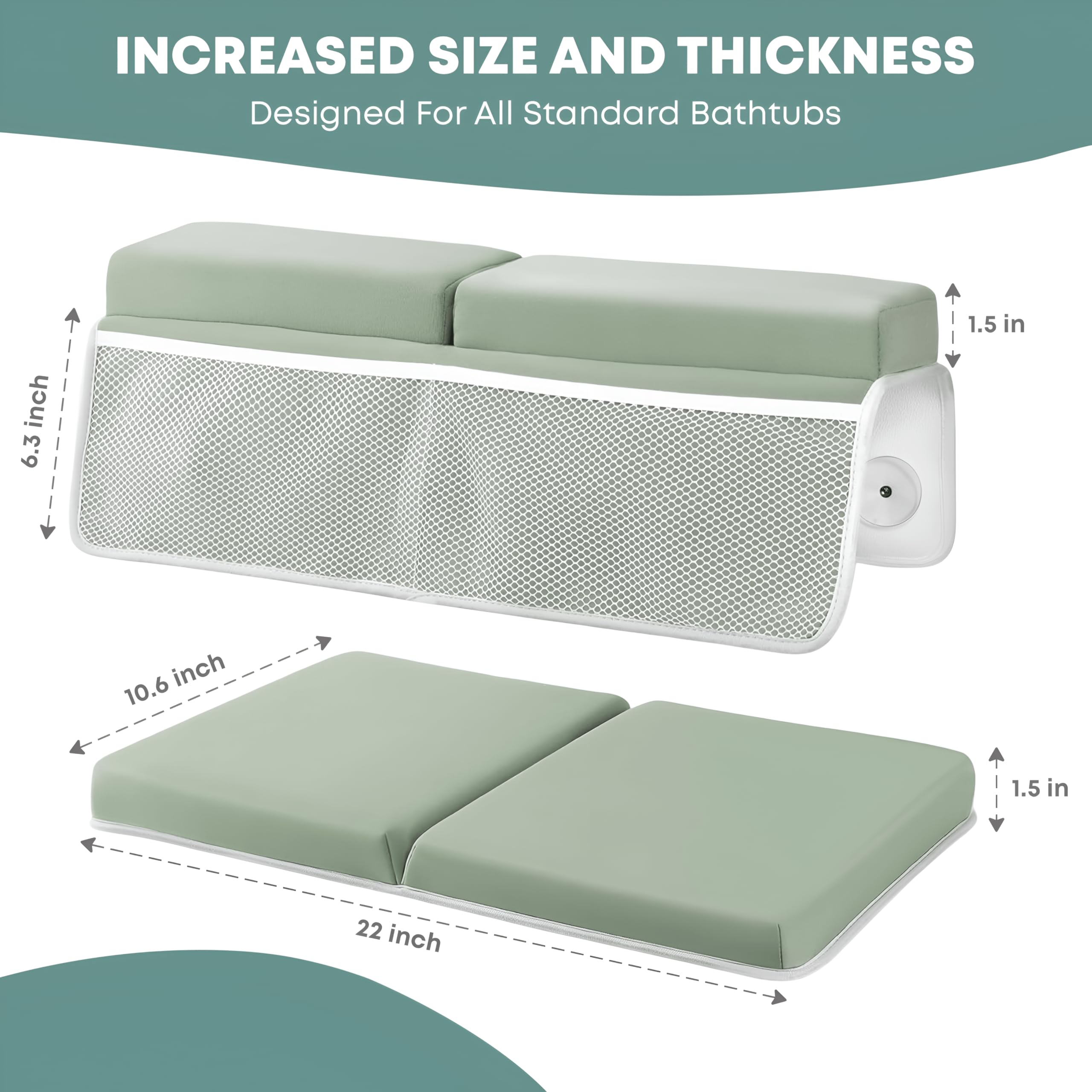 PURELYDOT Non-Slip base with six suction cups anchors to tub edge