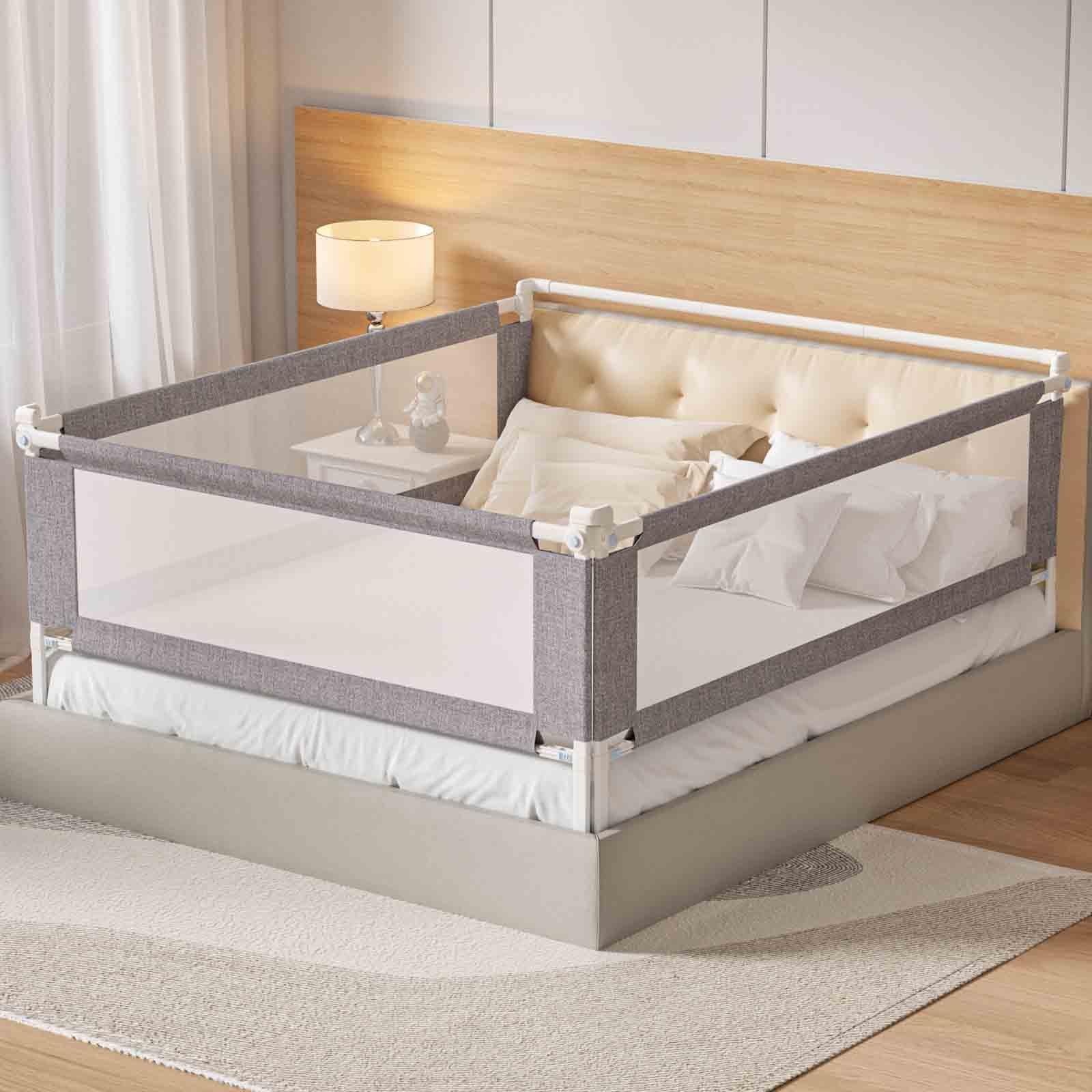 PurePapoose king-size bed-rail side profile demonstrates sturdy guard for toddlers