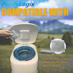 PurifyLogix diaper pail deodorizers carbon pellets closeup show coconut-activated carbon for odor control