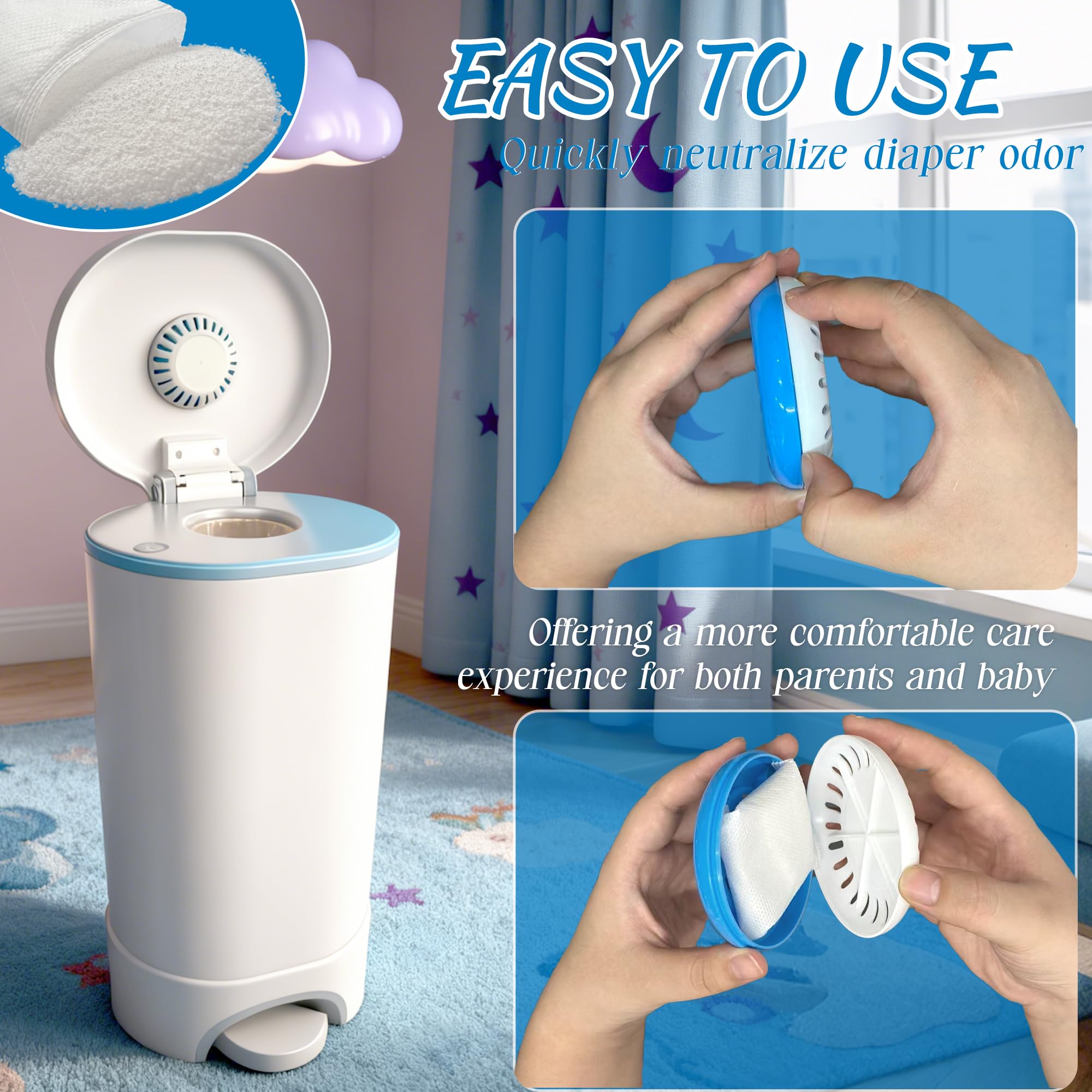 PurifyLogix installation on diaper pail lid snaps for quick setup
