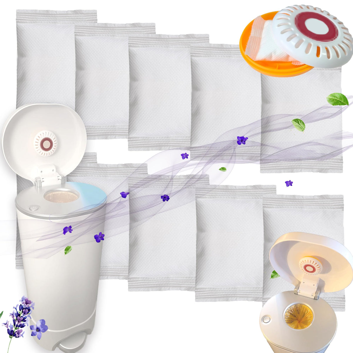 PurifyLogix lavender baking soda refills pack — quick diaper pail odor control