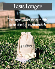 Purifyou bamboo charcoal bag in car keeps cabin smelling fresh between trips.