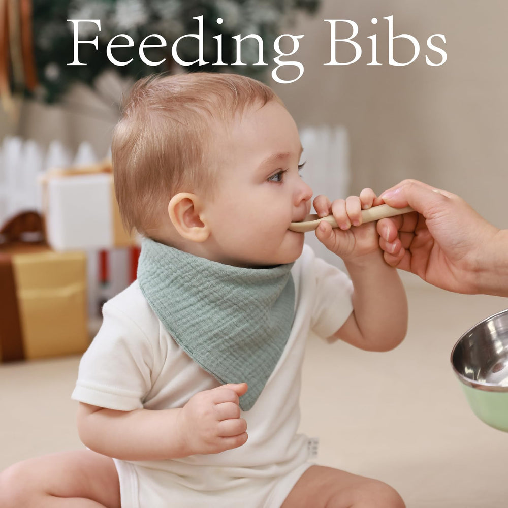 PurlHaven Muslin Bibs absorbent closeup, gentle skin-friendly material for teething.