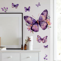 Purple Butterfly wall decal on glass door creates decorative entryway