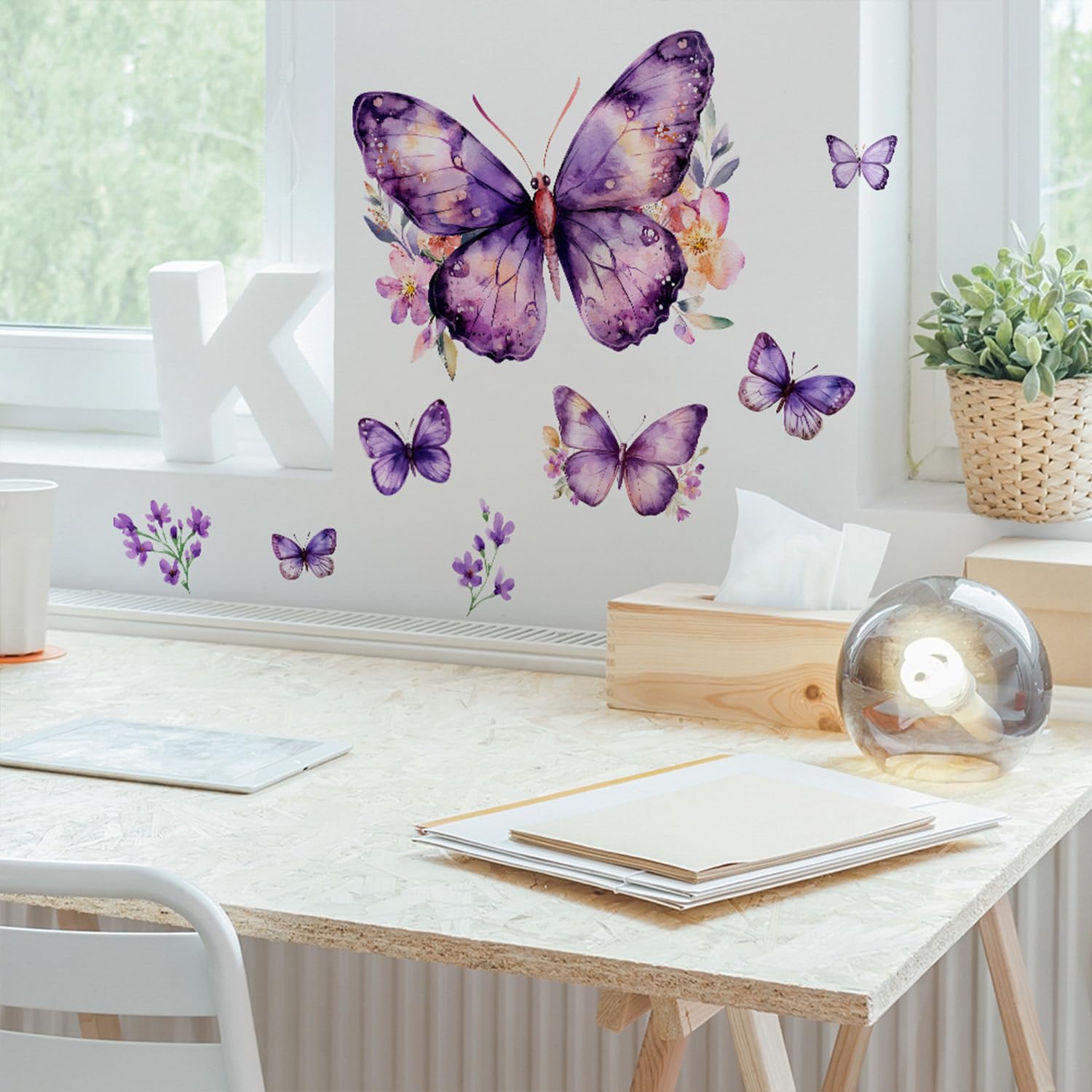 Purple Butterfly wall decal in classroom inspires playful design