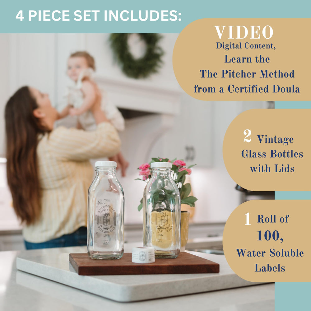 Purposeful Provision wide-mouth pour on breast milk pitcher for easy transfer