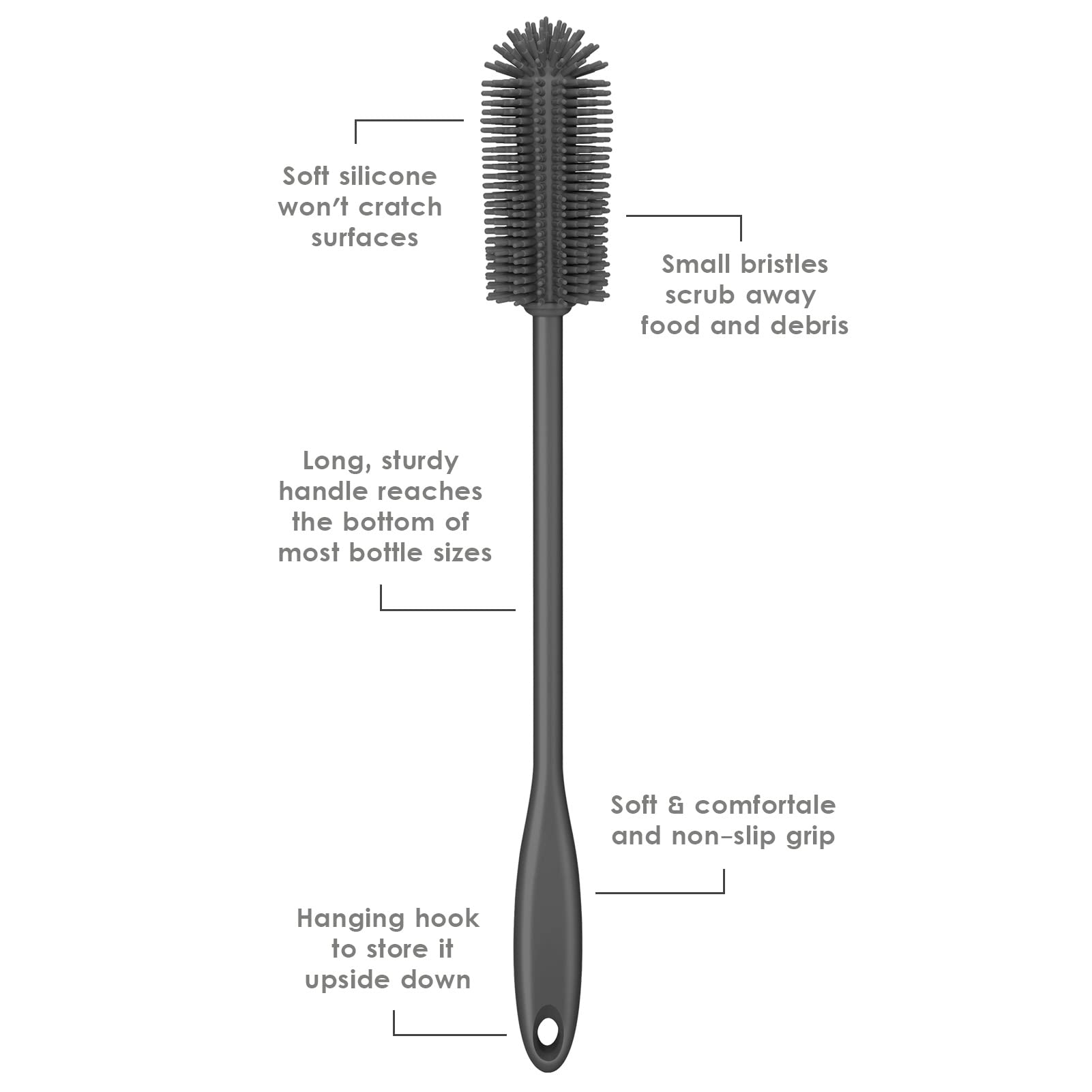 Purtribe bottle brush is dishwasher safe for easy cleanup.