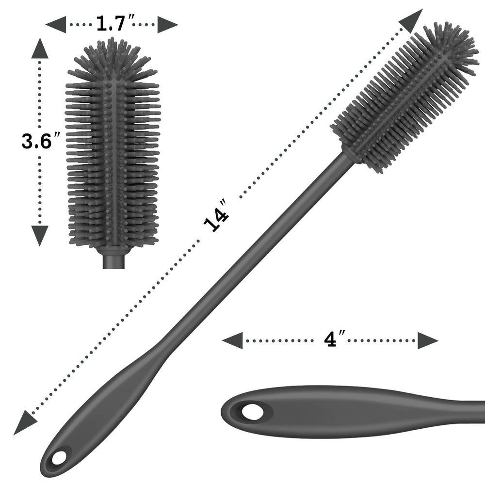 Purtribe silicone bottle brush cleans glassware and tumblers gently and thoroughly.