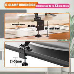 PUTOROGA metal C-clamp secured to TV stand
