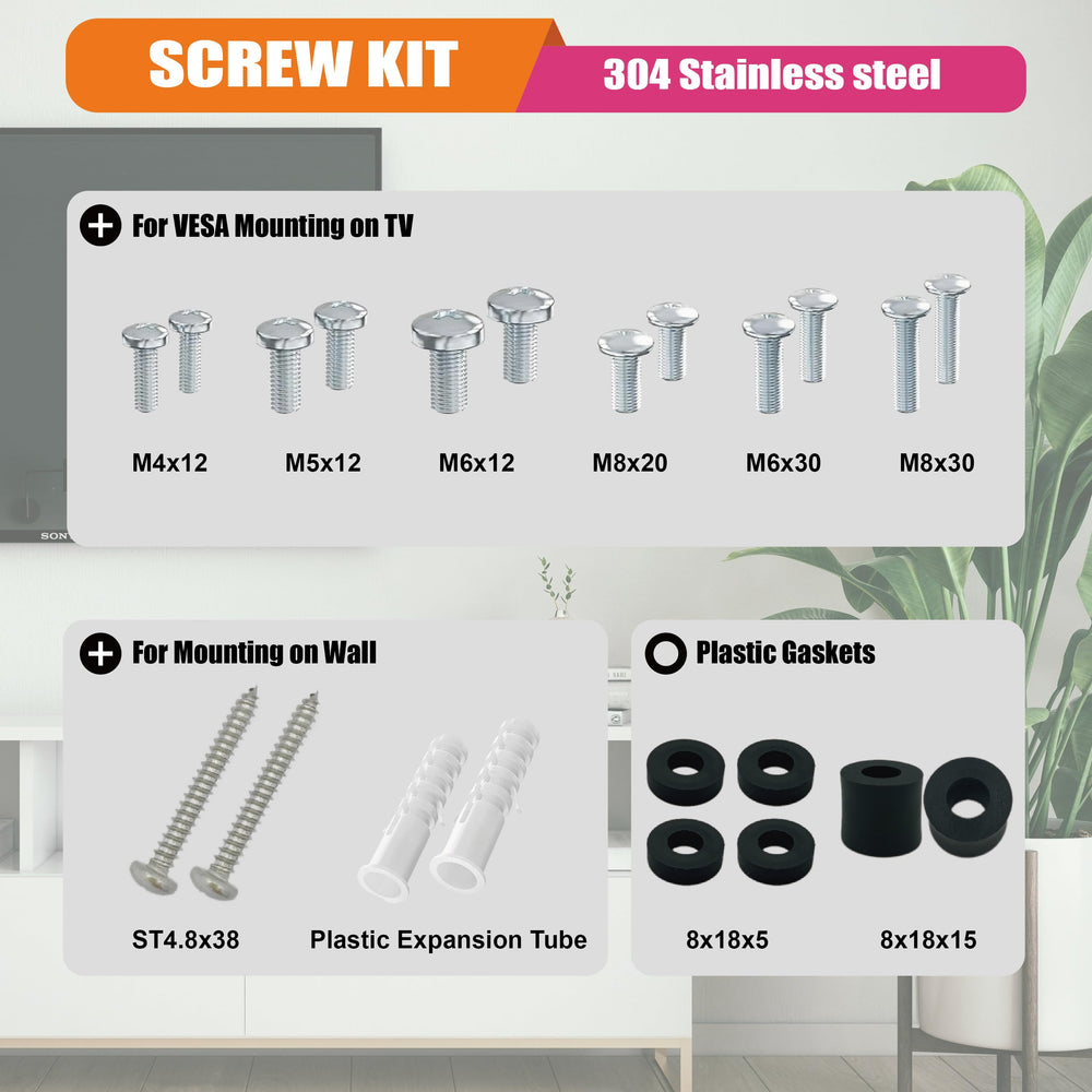 PUTOROGA screw pack with multiple sizes for versatile install