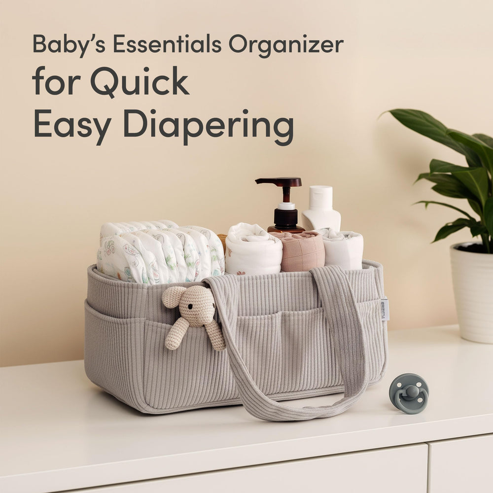 PUTSKA diaper caddy shows 3 compartments for organized essentials.