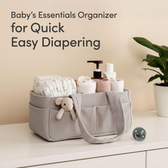 PUTSKA diaper caddy shows 3 compartments for organized essentials.