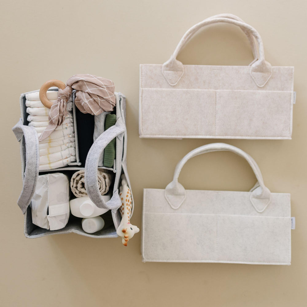 PUTSKA diaper caddy grey in use car to keep essentials accessible during car rides