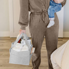 PUTSKA diaper caddy grey with removable dividers supports flexible nursery organization