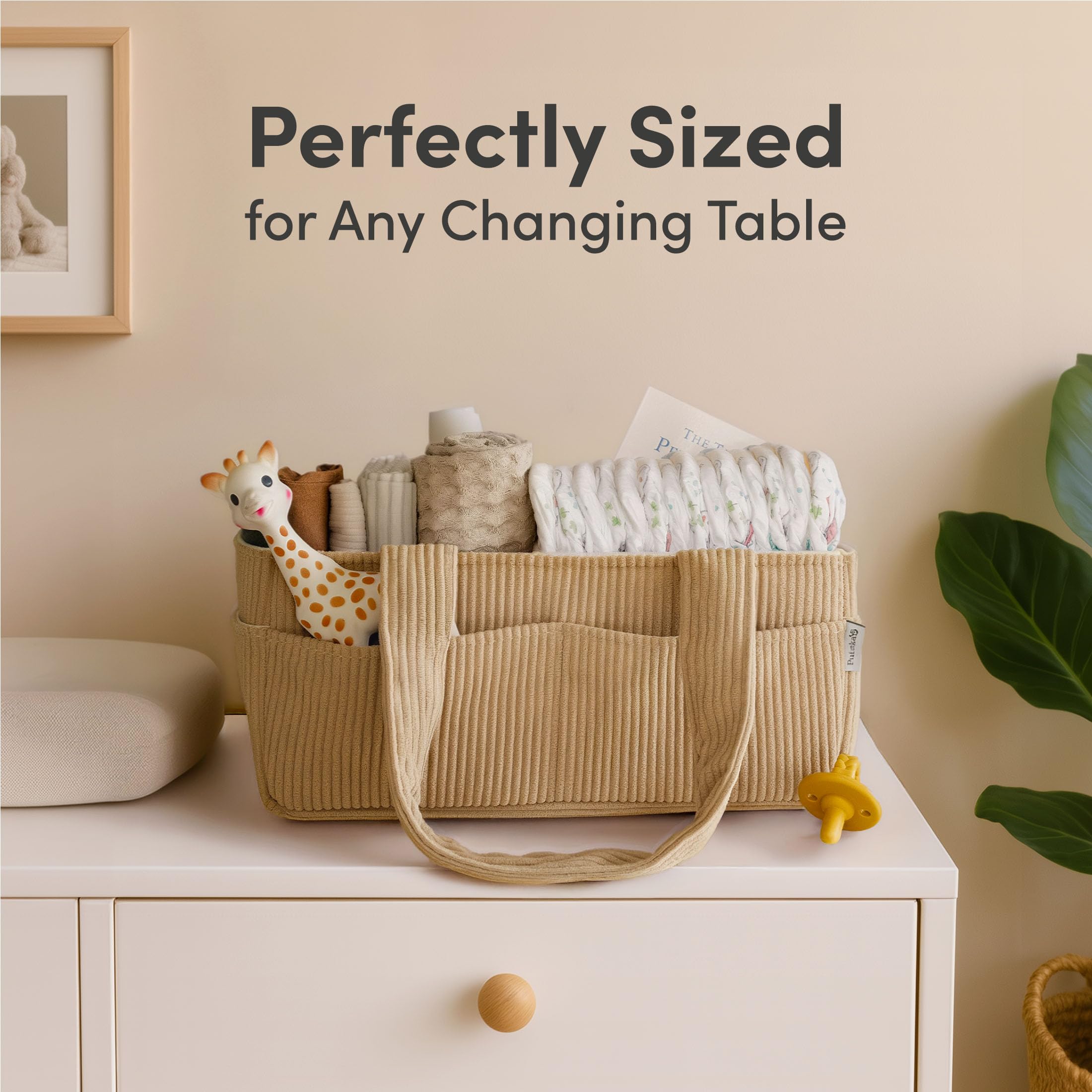 Neutral mocha tones complement any nursery decor.