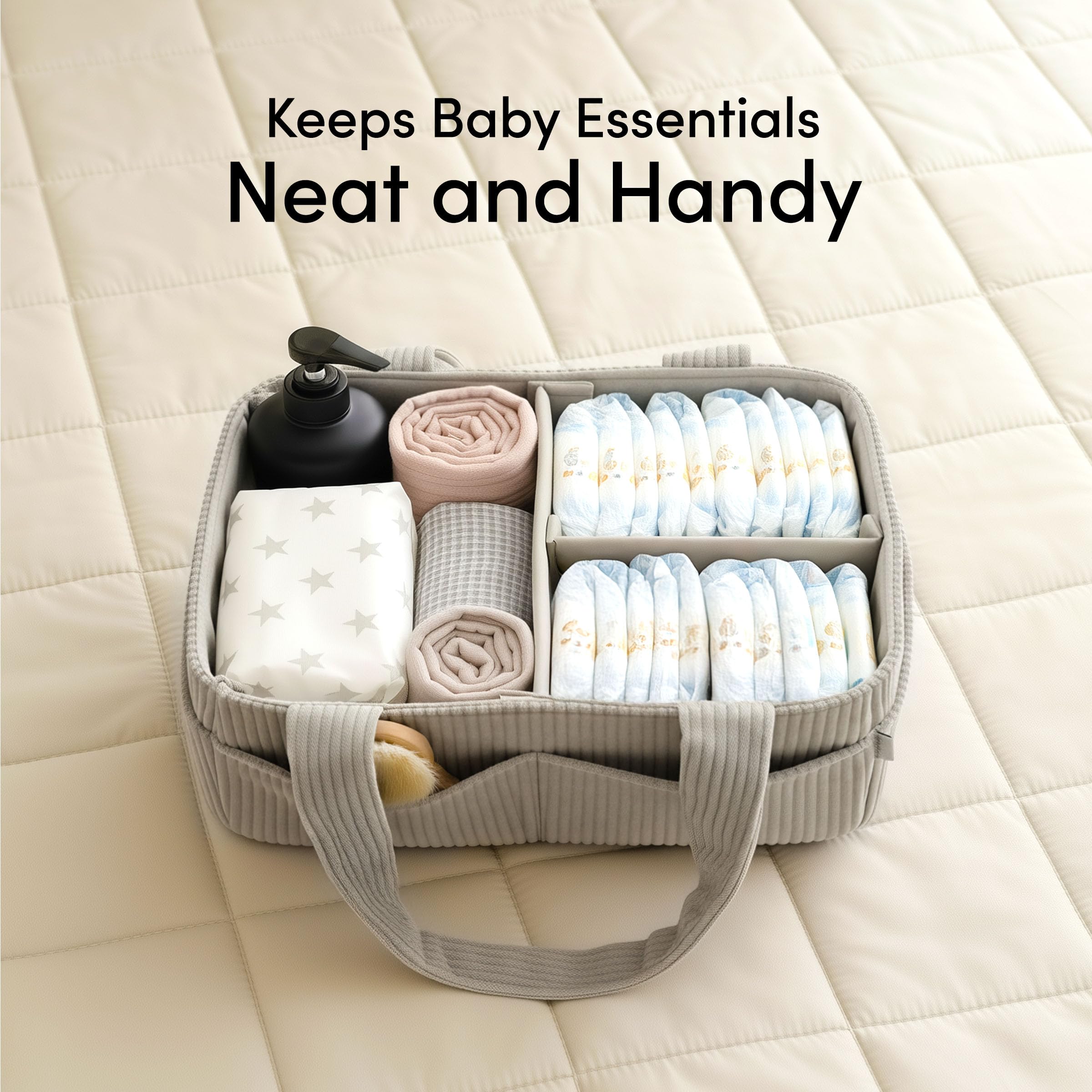 PUTSKA nursery-setup-ready caddy complements gender-neutral decor.
