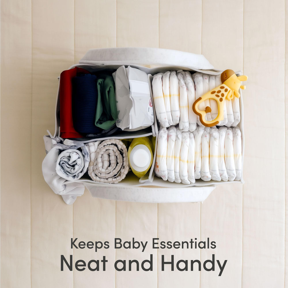 PUTSKA nursery white decor caddy complements modern rooms while keeping items within reach.