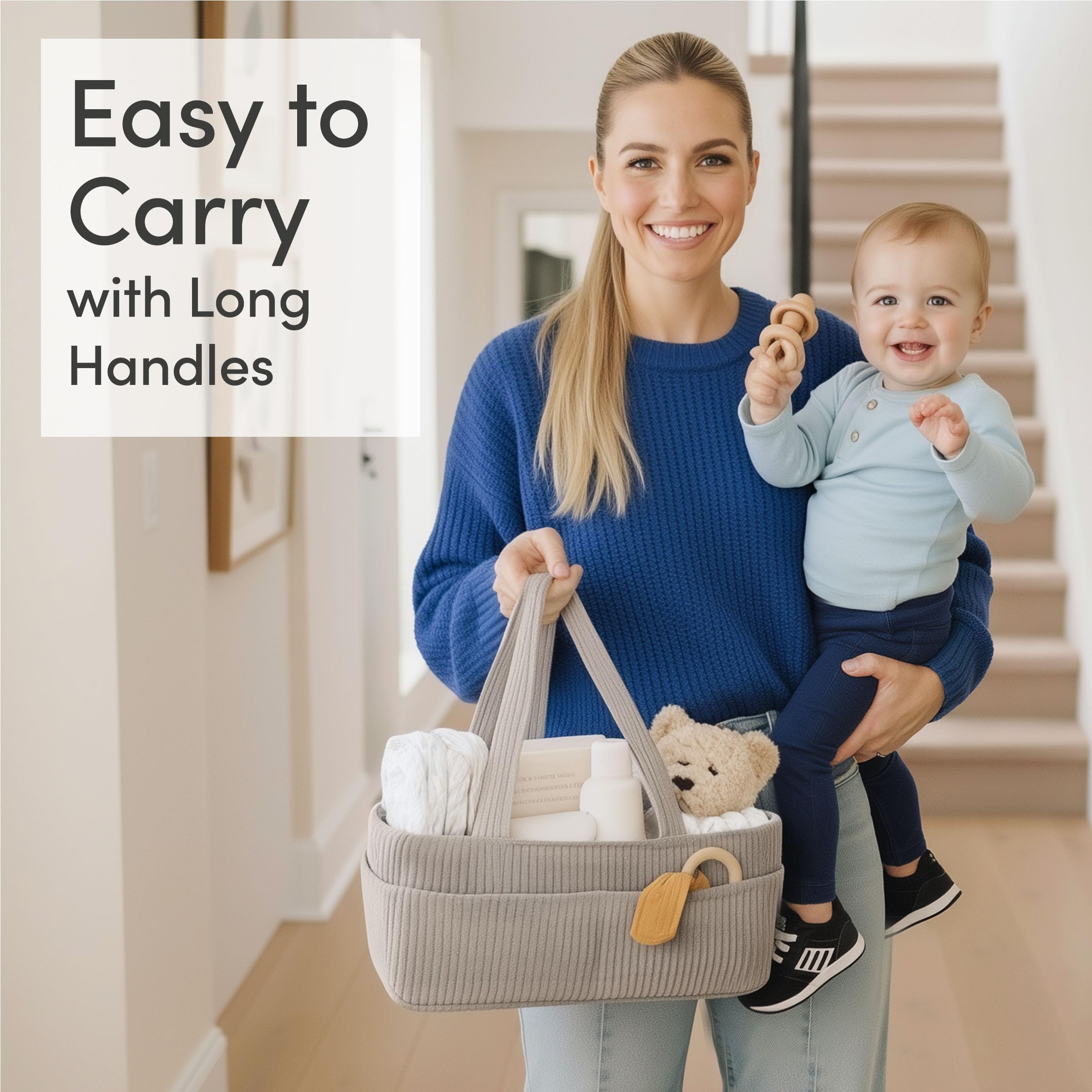PUTSKA portable-handles design allows moving the caddy between rooms and car.
