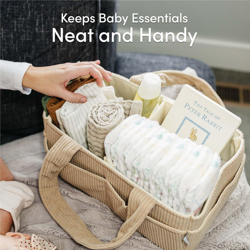 Fits wipes, burp cloths, toys and creams neatly at hand.
