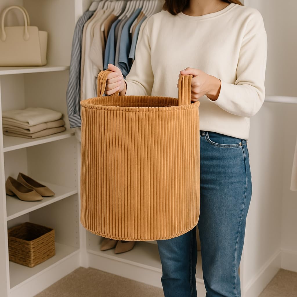 PUTSKA Blanket Basket decorative storage for nursery décor and organization