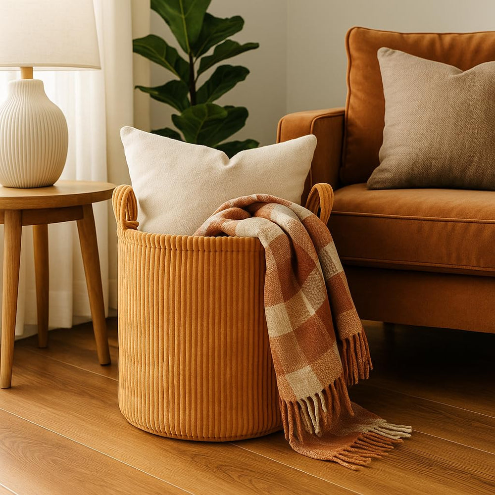 PUTSKA Blanket Basket living room storage for quick laundry or throws