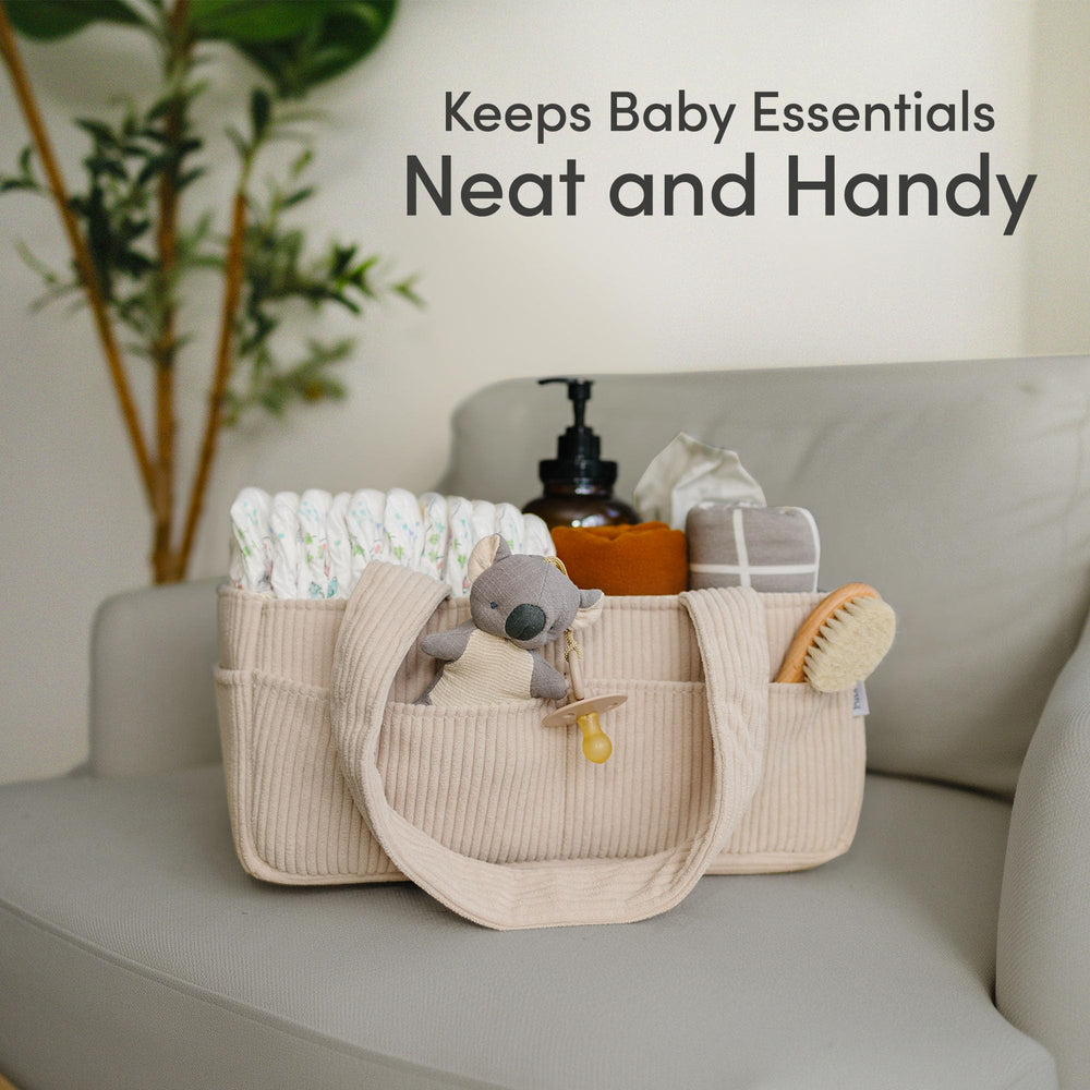 PUTSKA changing-table setup keeps baby items within arm's reach.