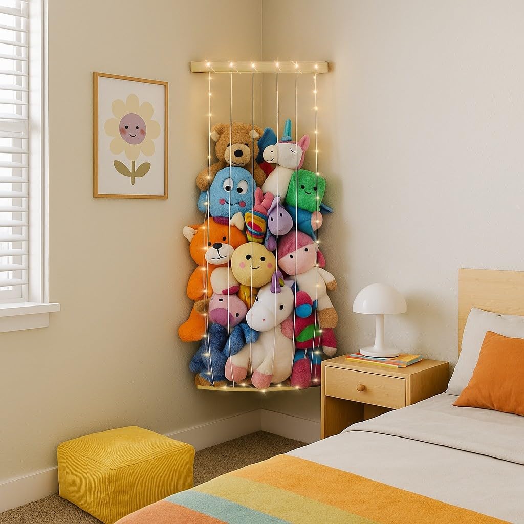 PUTSKA corner-stuffed-animal-storage-holder keeps plushies organized and off the floor for neat kid spaces.