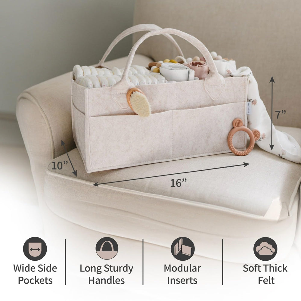 PUTSKA diaper caddy organizer with side external pockets keeps items accessible