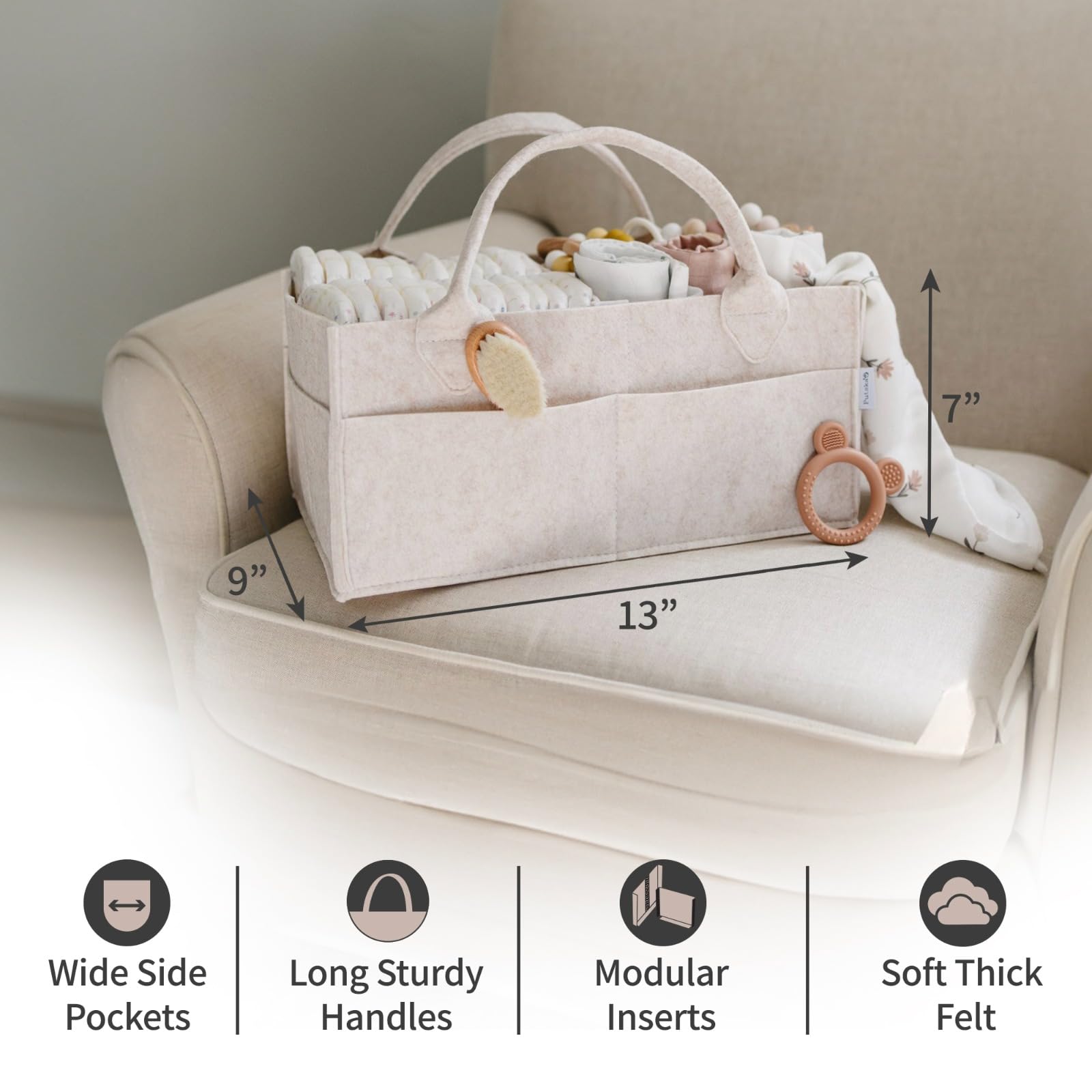 PUTSKA diaper caddy removable dividers enable flexible organization