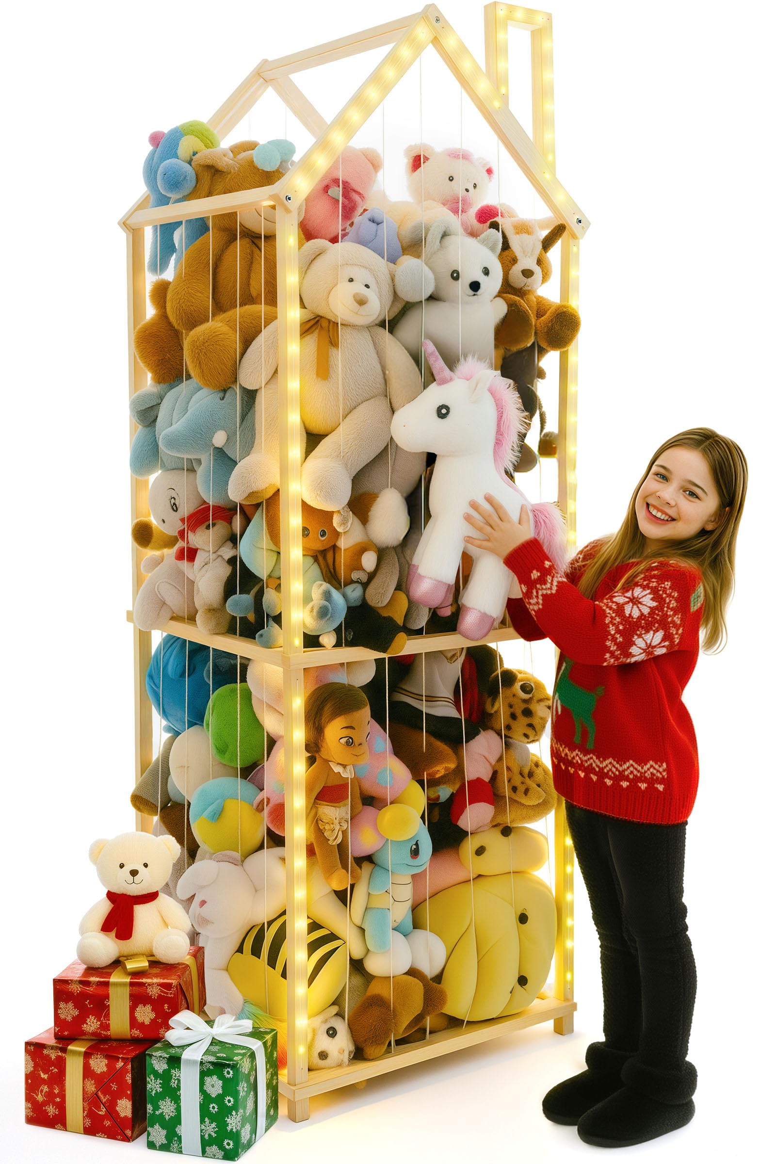 PUTSKA extra-large stuffed animal storage zoo assembly keeps plush toys organized and easily accessible.