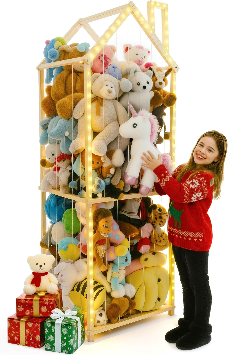PUTSKA extra-large stuffed animal storage zoo assembly keeps plush toys organized and easily accessible.