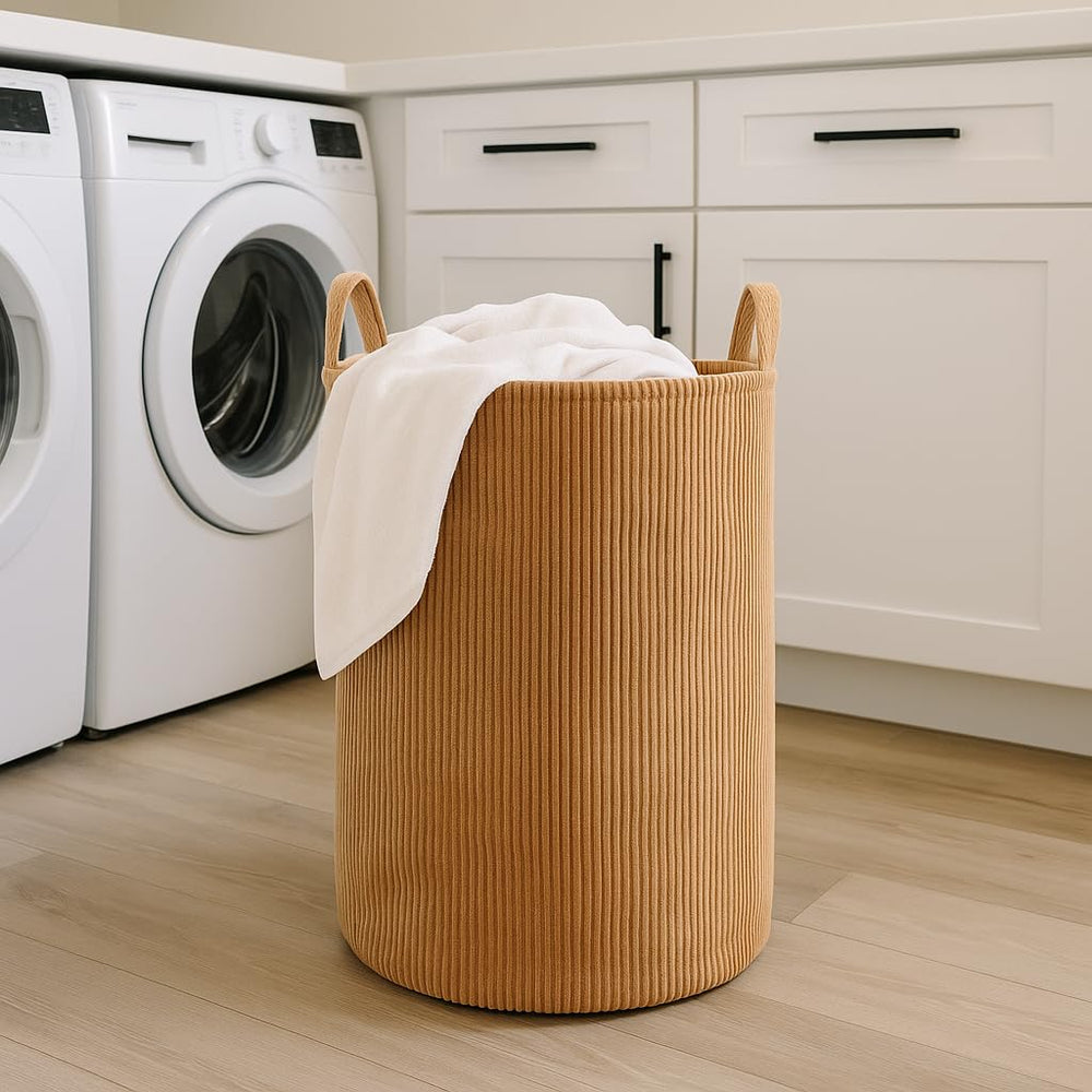 PUTSKA laundry basket hamper XXL in brown for bulky clothes and blankets.