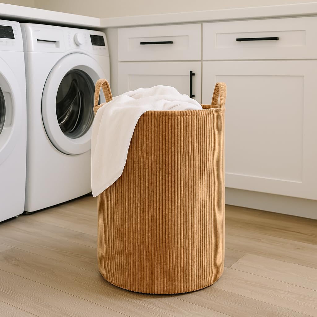 PUTSKA laundry basket hamper XXL in brown for bulky clothes and blankets.