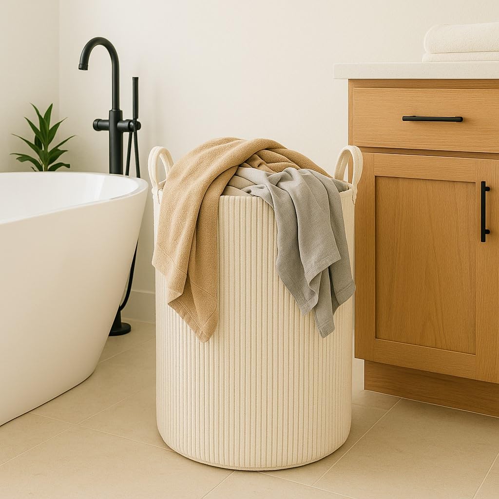 PUTSKA laundry basket XXL cream dimensions 22x16, ideal for tall loads