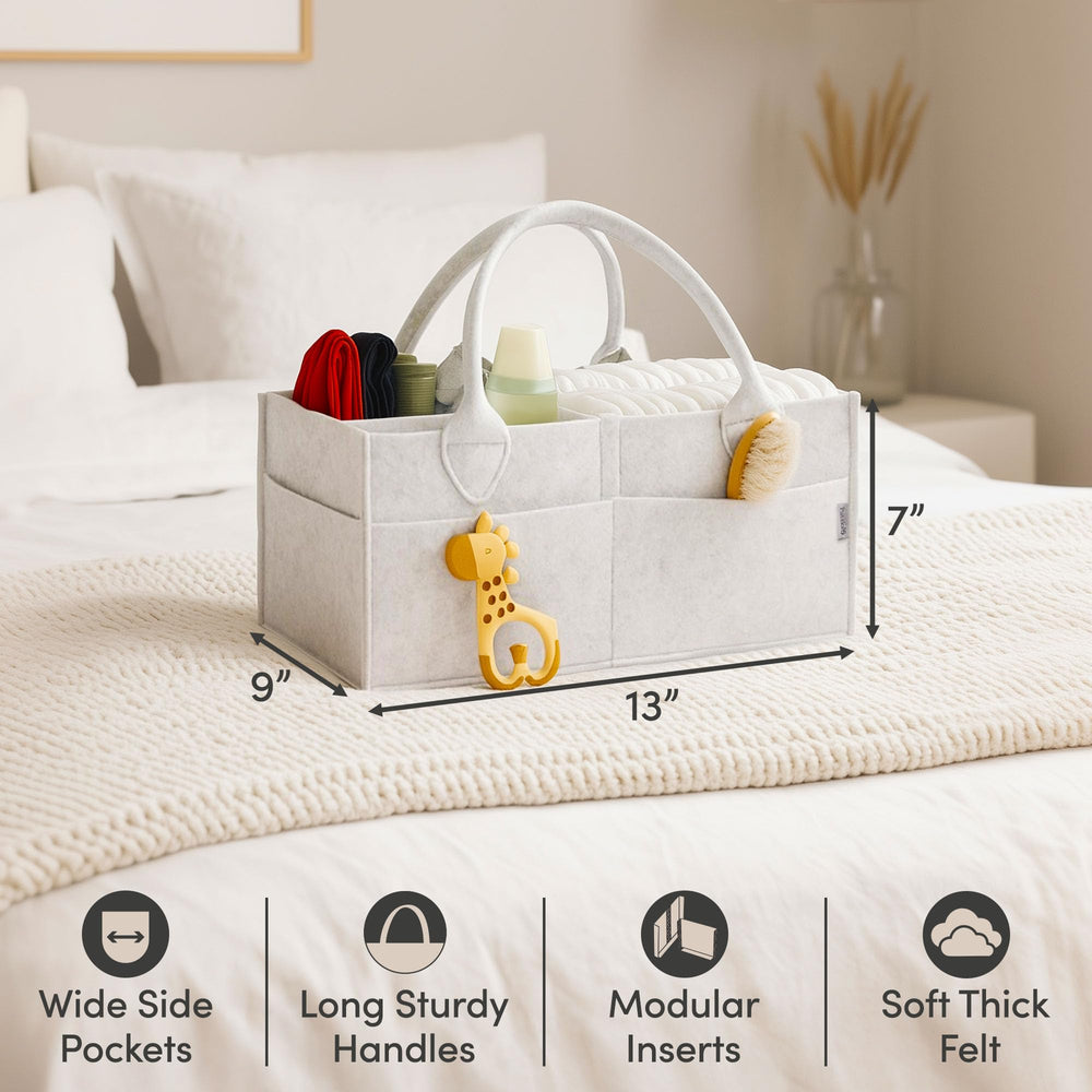 PUTSKA nursery storage basket offers stylish organization for newborn items.