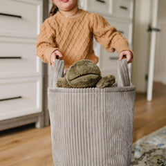 PUTSKA nursery storage blanket basket showing versatile use in kid-friendly spaces.