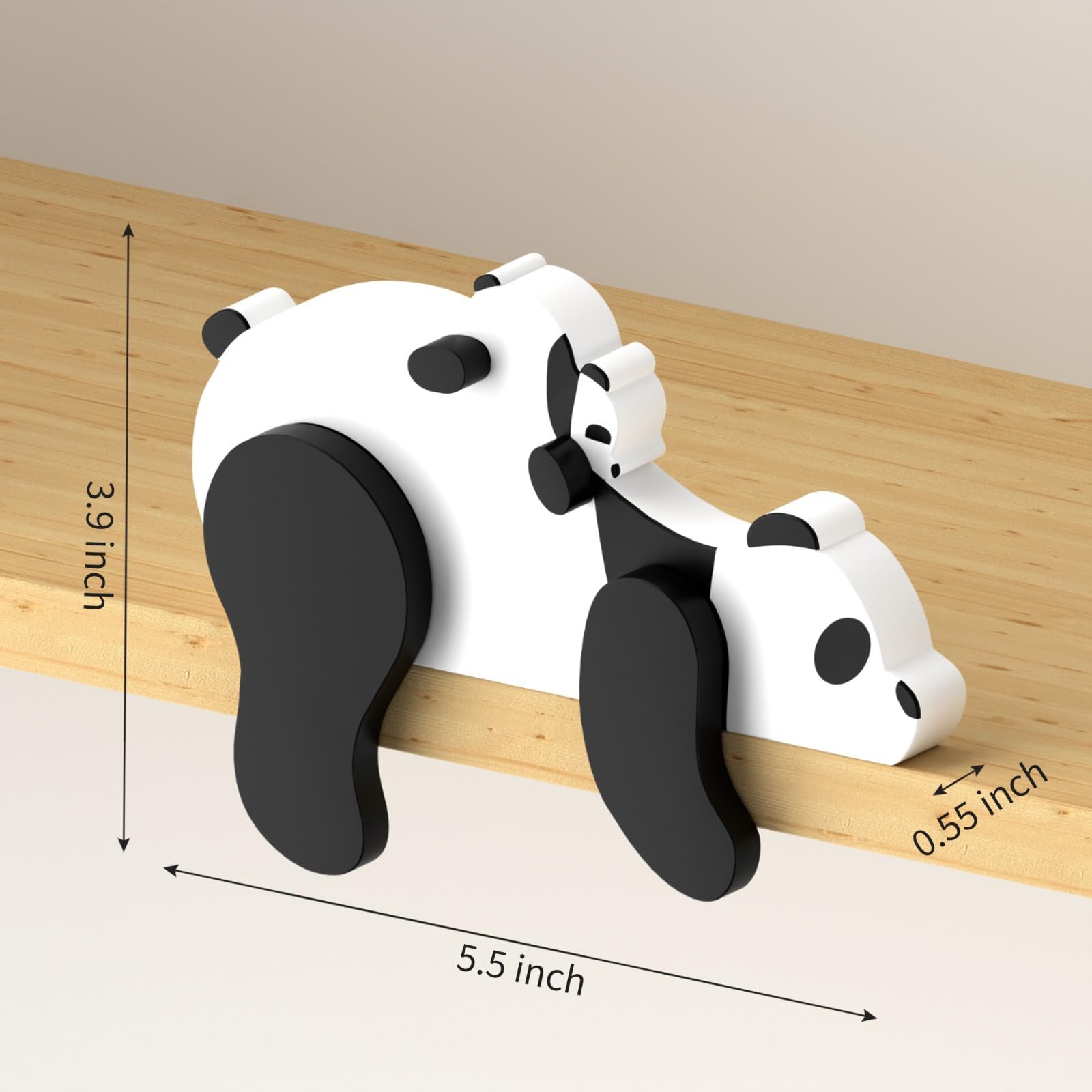 PUTSKA panda on shelf enhances baby boy nursery shelves with forest appeal.
